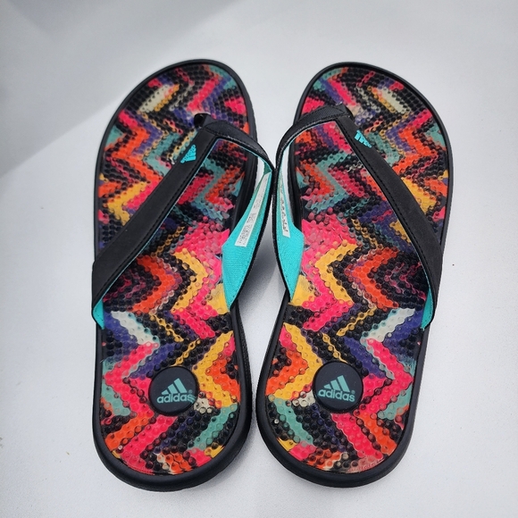 Adidas Men's Size 9 Multicolored Flip Flops M17339 - Picture 3 of 6
